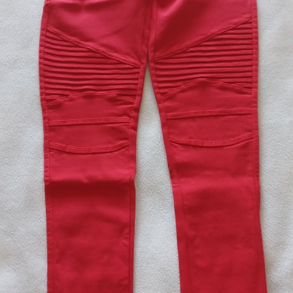 Red moto jeggings (NEW) - Picture 2 of 5